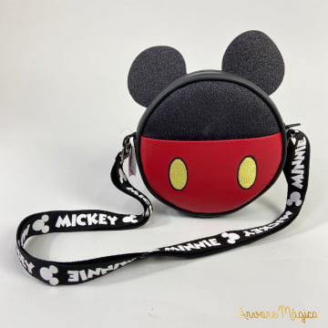 Bolsa Infantil Pampili Preta Vermelha Mickey Mouse e Minnie Mouse © DISNEY